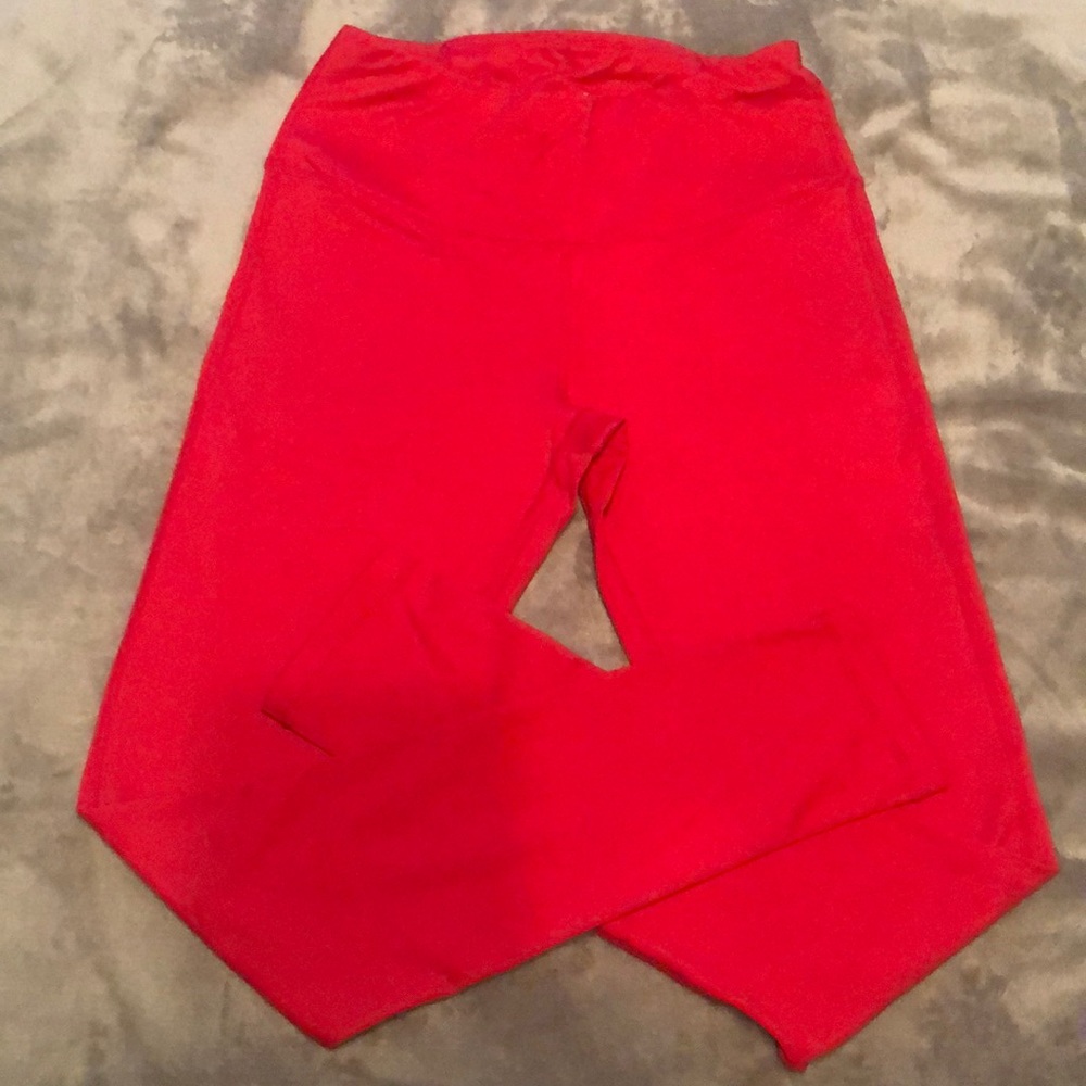 Red high waisted leggings